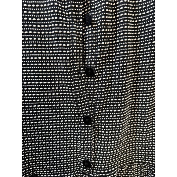 Loft Black & White Textured Button-Back Dress With 3/4 Sleeves Size S - Picture 8 of 10